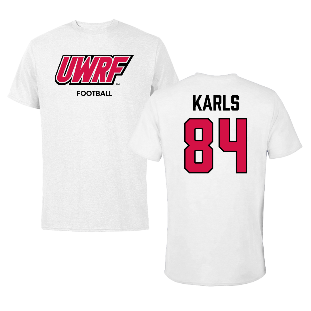 University of Wisconsin-River Falls Football White Block Performance Tee - #84 Andrew Karls