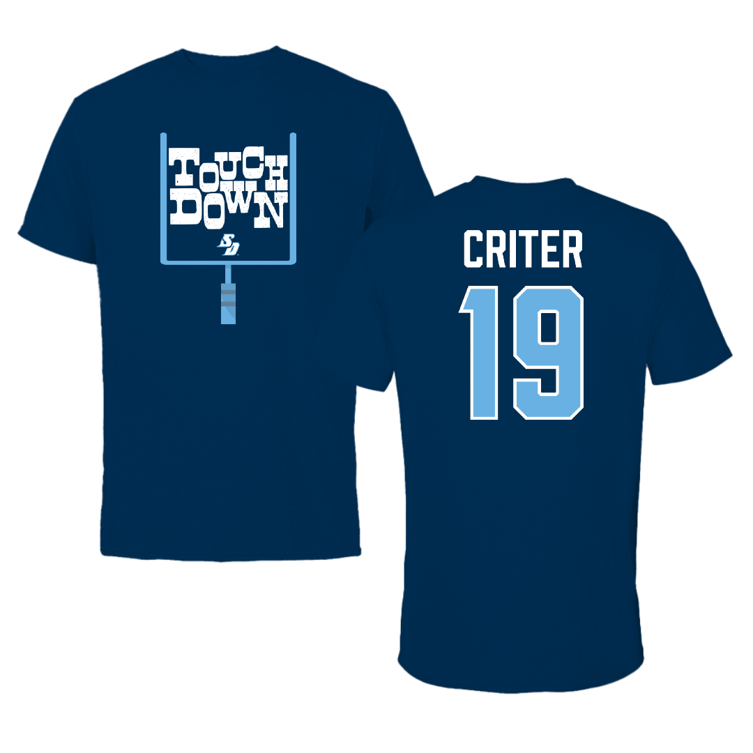 University of San Diego Football Navy Touchdown Tee - #19 Adam Criter