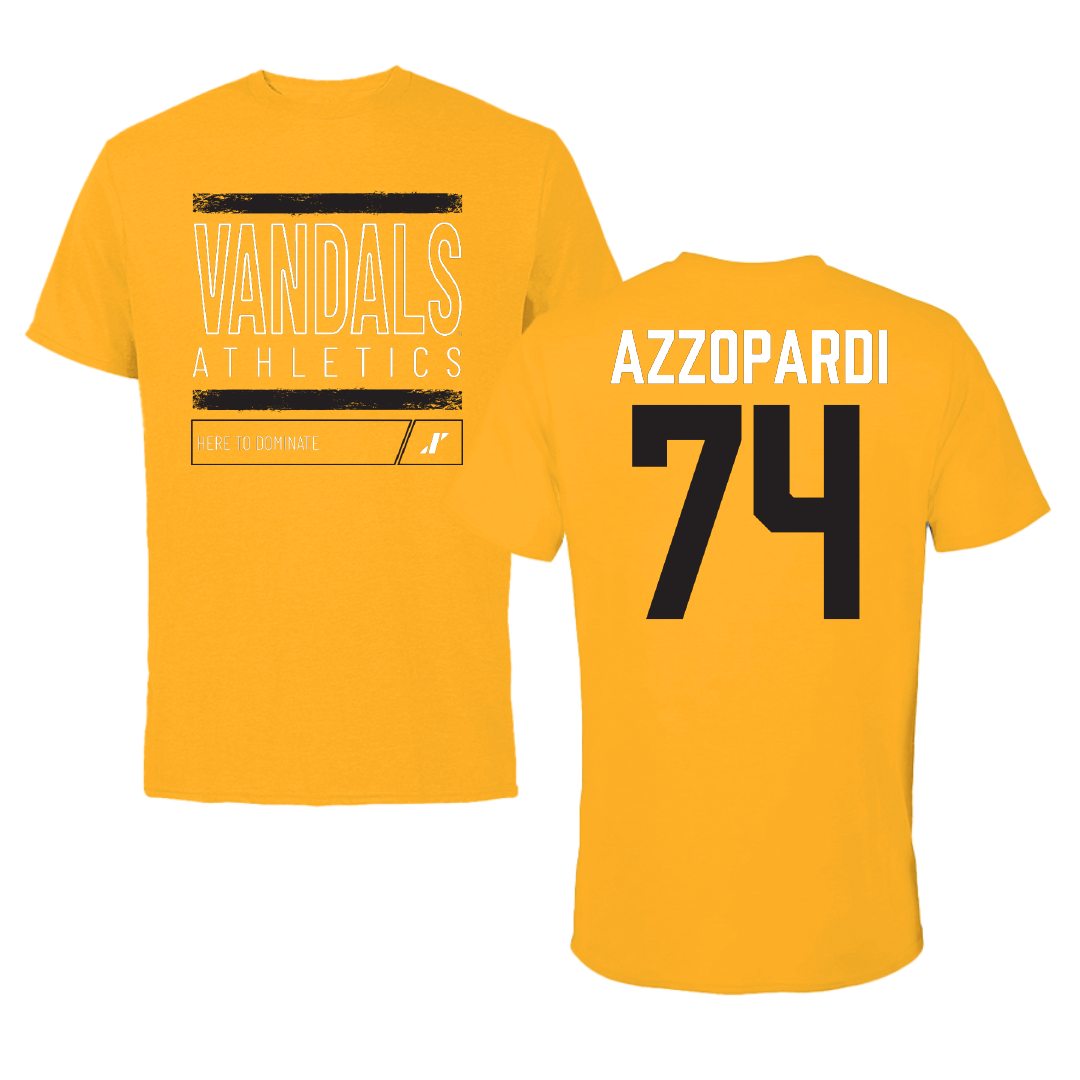 University of Idaho Football Gold Dominate Performance Tee - #74 Nate Azzopardi