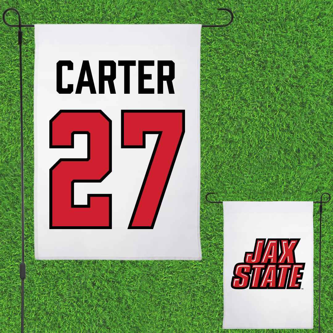 Jacksonville State University Softball White Garden Flag - #27 Kat Carter