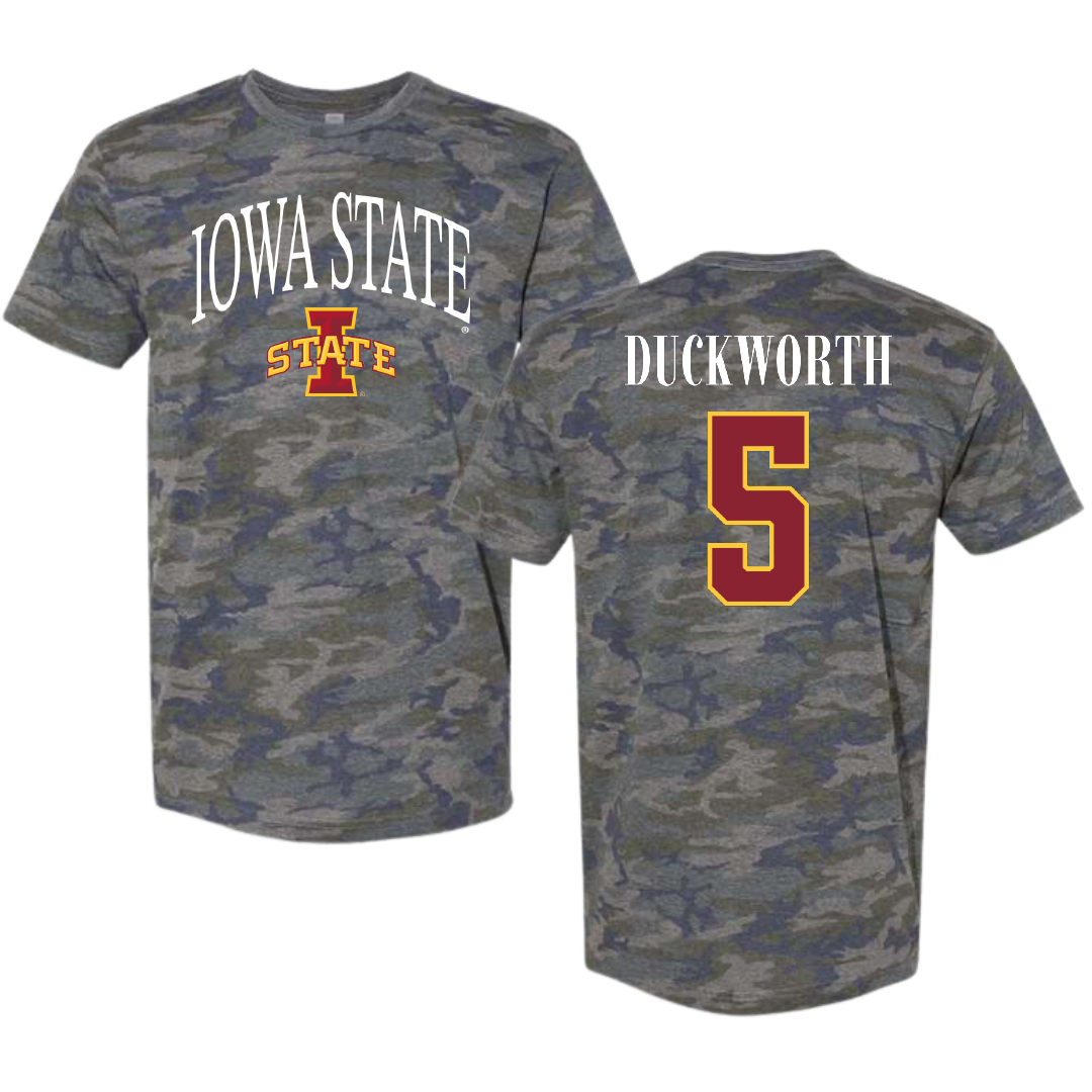 Iowa State University Volleyball Vintage Camo Tee - #5 Maya Duckworth