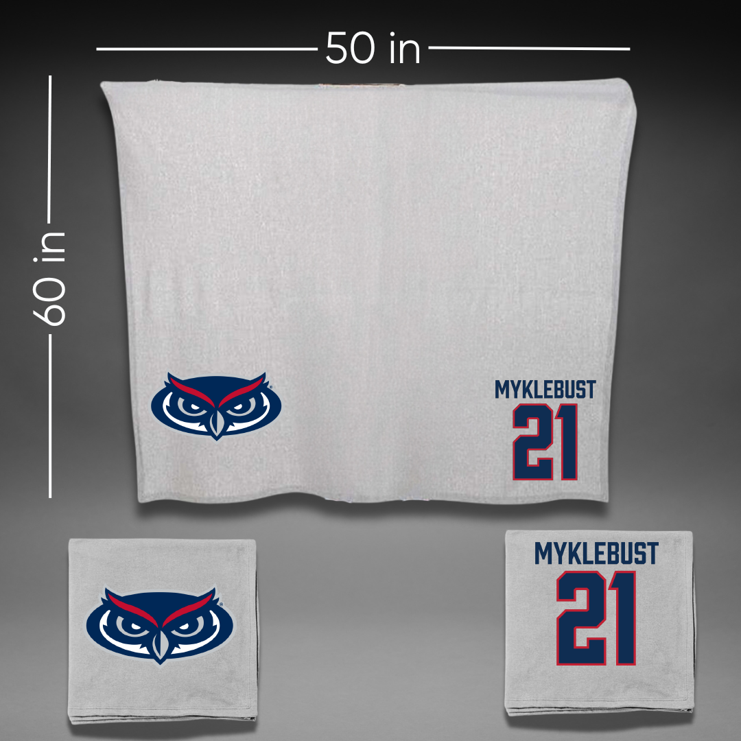 Florida Atlantic University Basketball Gray Blanket - #21 Maria Myklebust