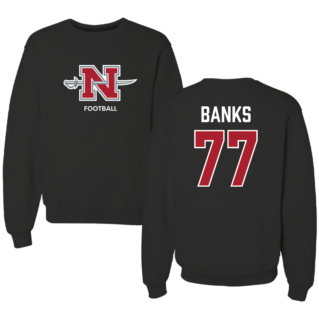 Nicholls State University Football Black Mascot Crewneck - #77 Cam Banks