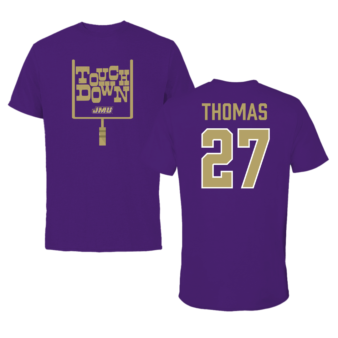 James Madison University Football Purple Touchdown Performance Tee - #27 Jacob Thomas