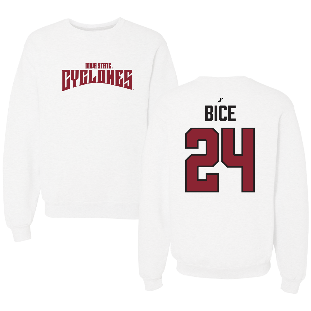 Iowa State University Soccer White Classic Crewneck - #24 Jocelyn Bice