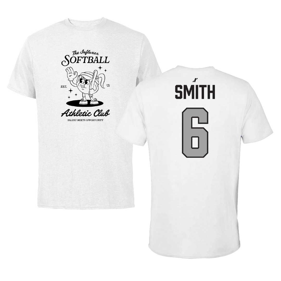 Softball White Influxer Athletic Club Tee - #6 Carson Smith