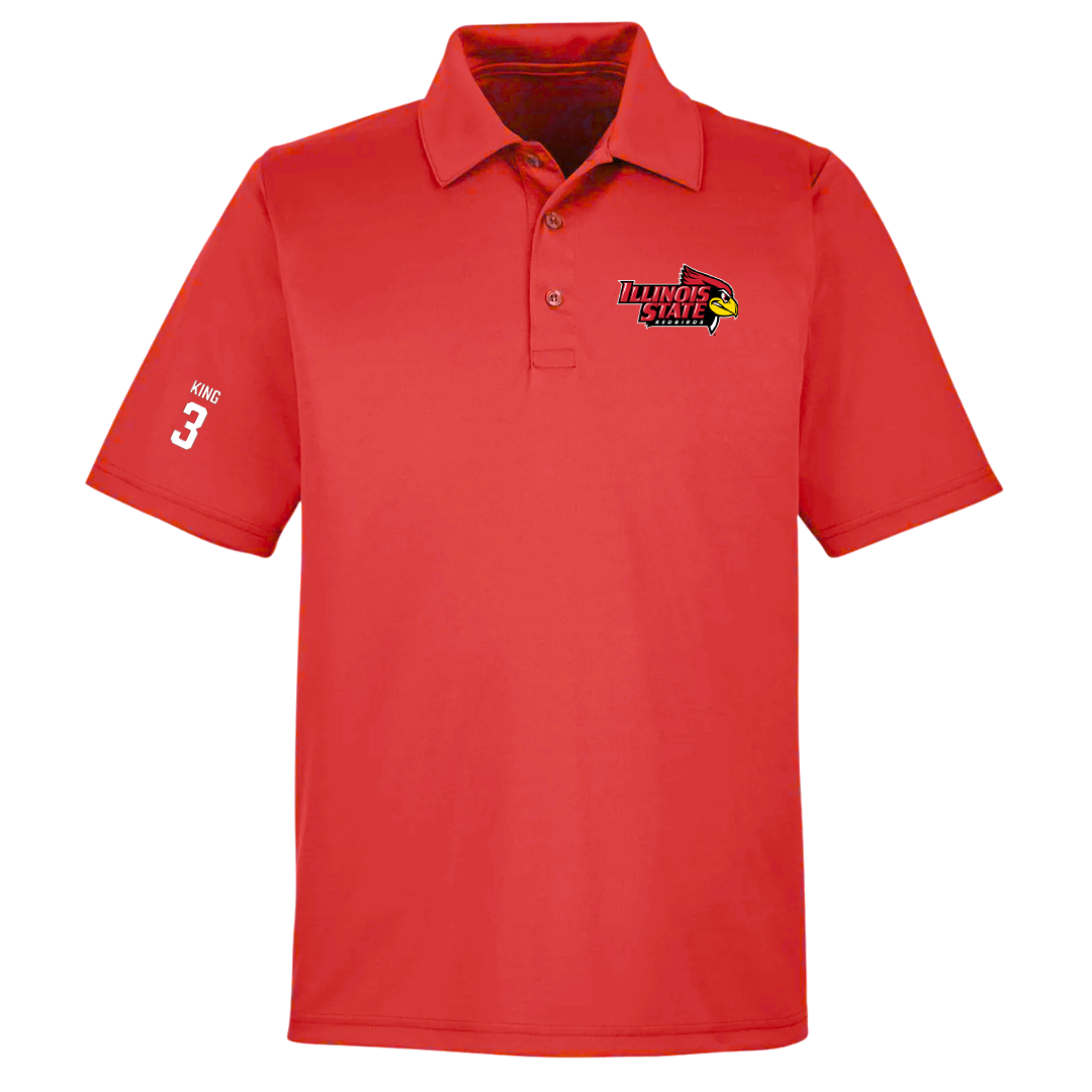 Illinois State University Football Red Polo - #3 Mason King