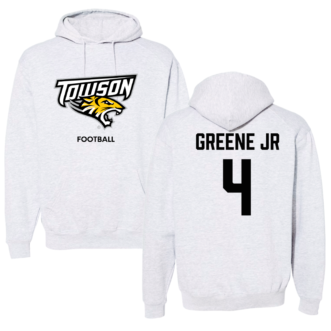 Towson University Football Light Gray Hoodie - #4 Tyrell Greene Jr