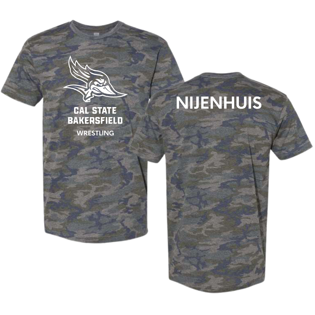 California State University-Bakersfield Wrestling (M) Vintage Camo Tee - Gerrit Nijenhuis