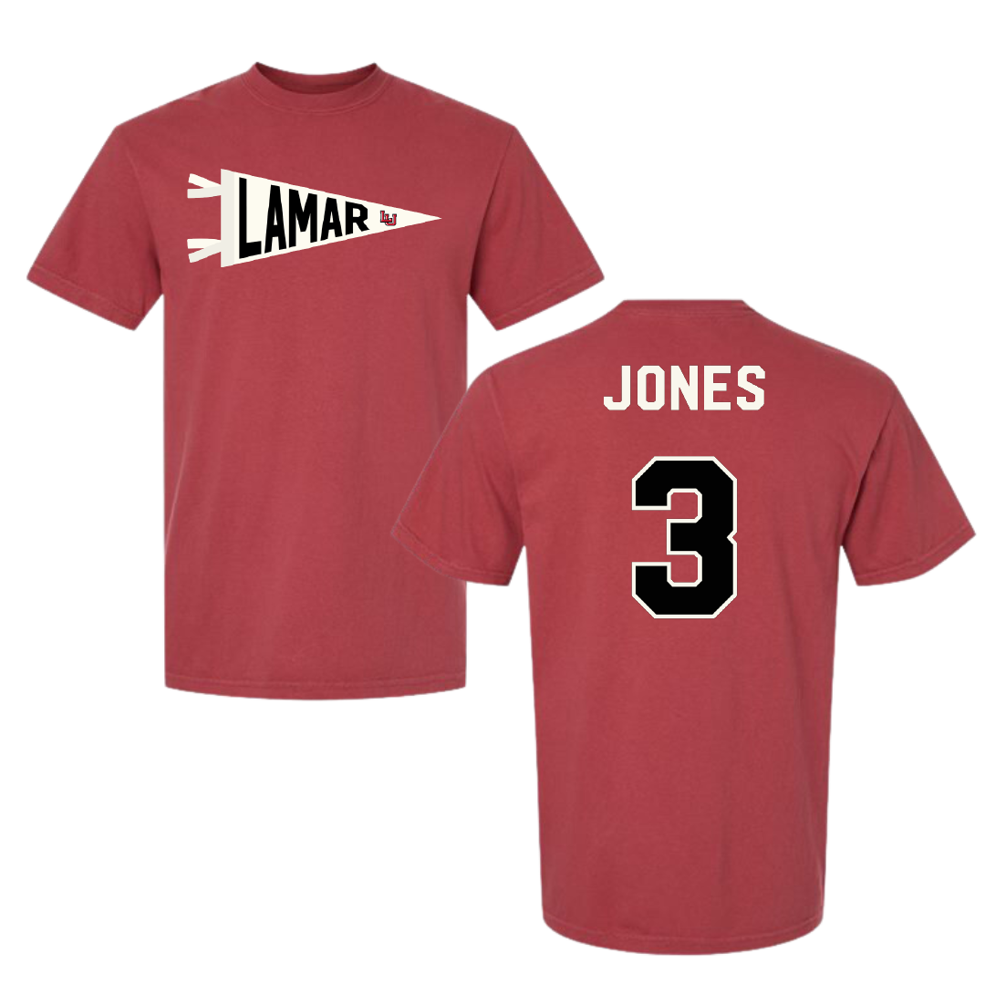 Lamar University Football Canvas Red Pennant Comfort Colors Tee - #3 Izaha Jones