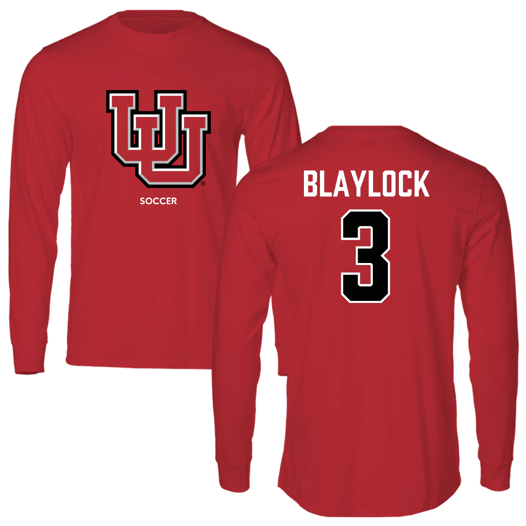 University of Utah Soccer (W) Red Block Performance Long Sleeve - #3 Brooklyn Blaylock