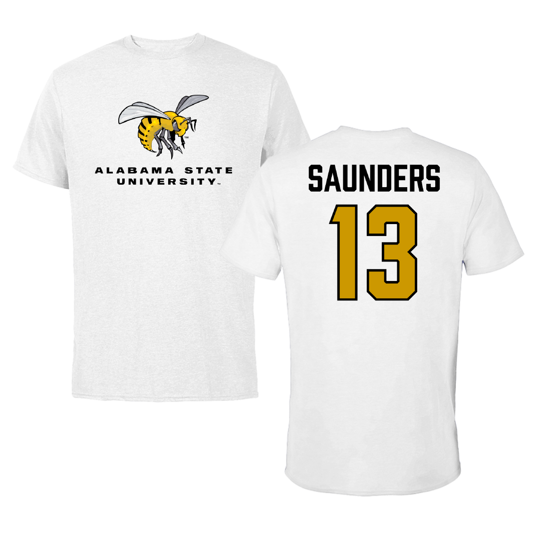Alabama State University Football White Tee - #13 Tyree Saunders