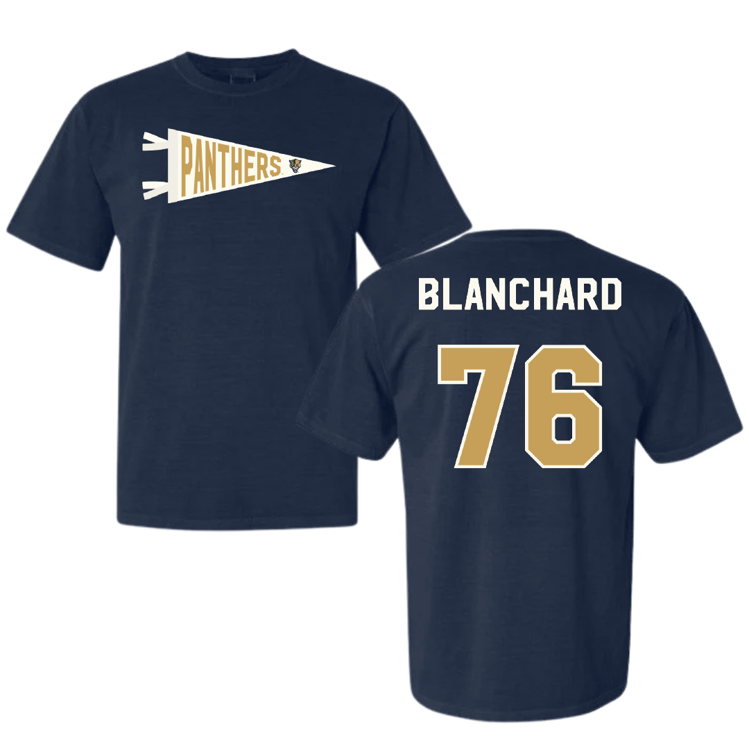 Florida International University Football Navy Pennant Comfort Colors Tee - #76 Bo Blanchard
