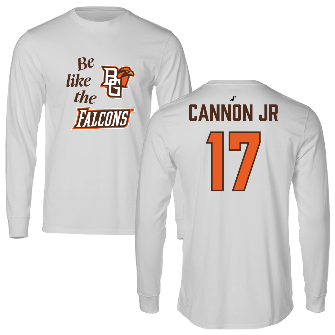 Bowling Green State University Football Light Gray Be Like Us Performance Long Sleeve - #17 Mark Cannon Jr