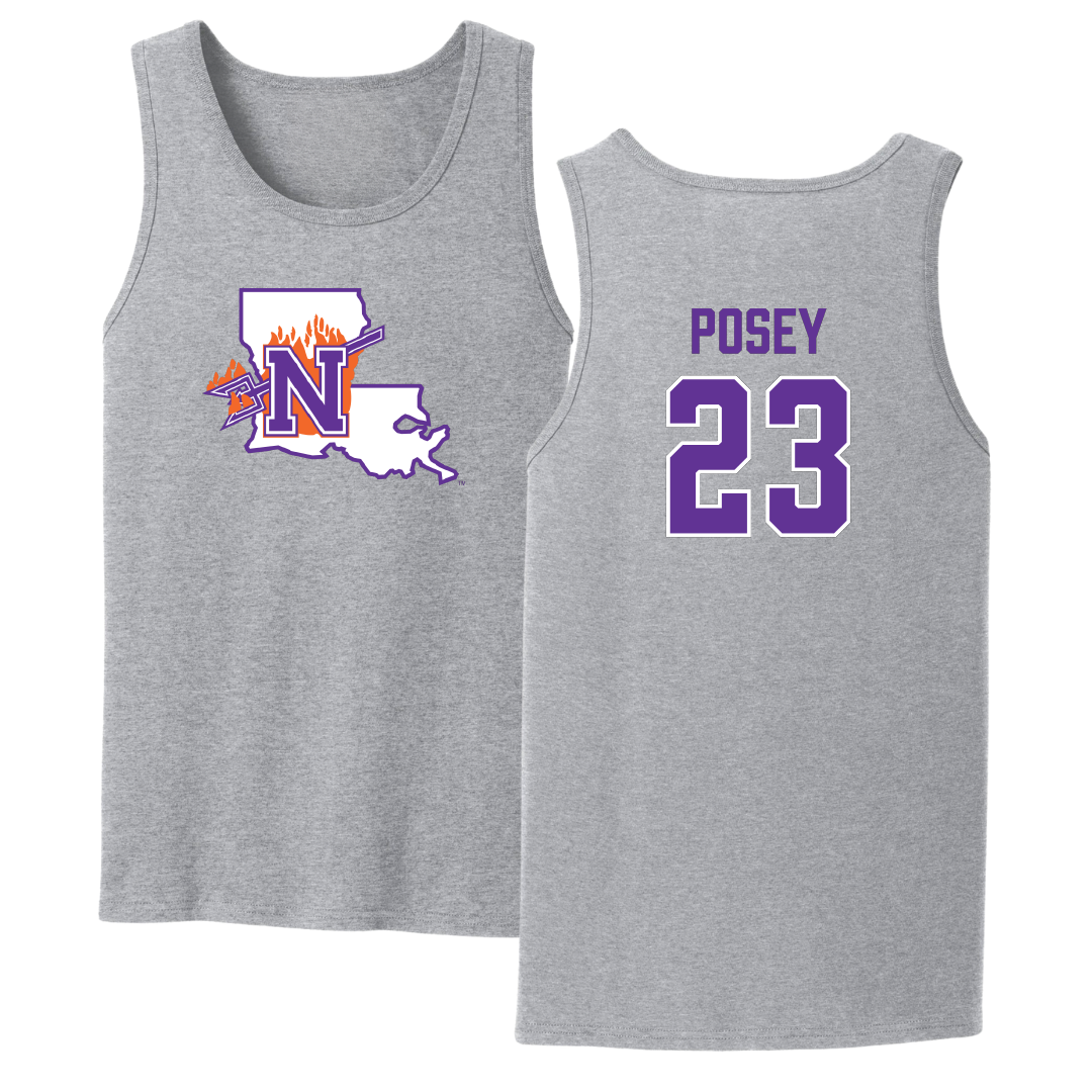Northwestern State University Basketball Sport Gray Tank Top - #23 Duane Posey