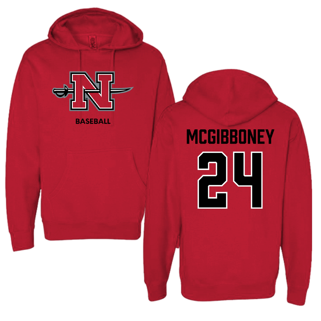 Nicholls State University Baseball Red Hoodie - #24 Luke McGibboney