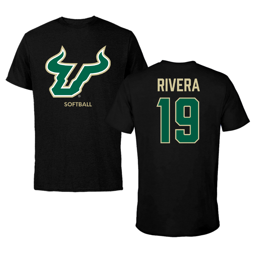 University of South Florida Softball Black Tee - #19 Alanah Rivera
