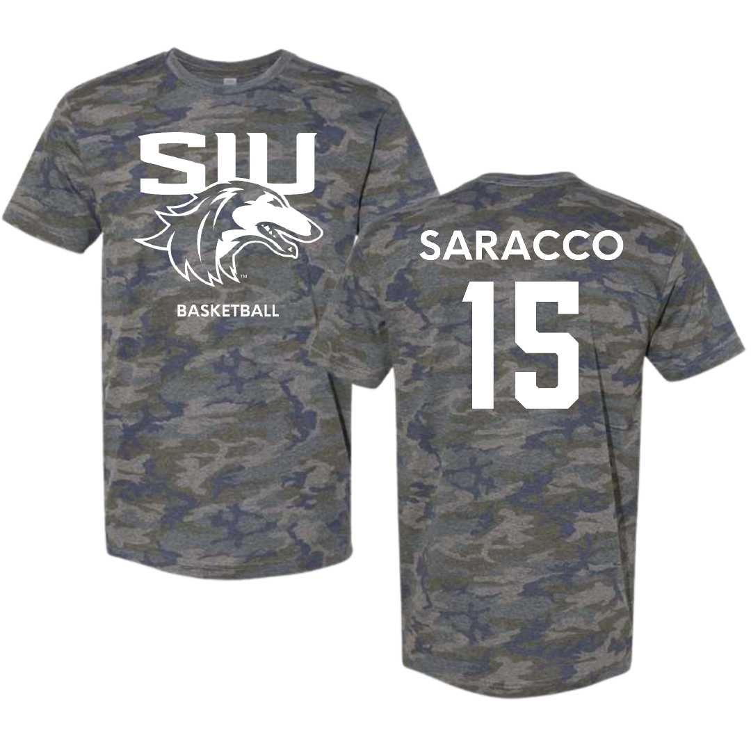 Southern Illinois University at Carbondale Basketball (W) Vintage Camo Tee - #15 Madisyn Saracco