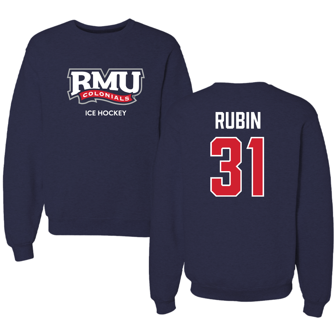 Robert Morris University Ice Hockey (W) Navy RMU Crewneck - #31 Liv Rubin