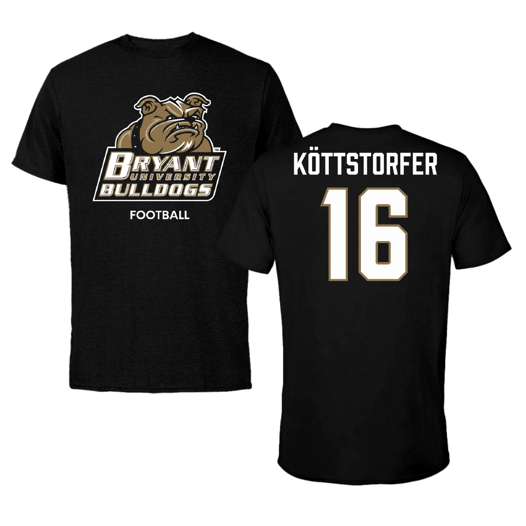 Bryant University Football Black Tee - #16 Lukas Köttstorfer