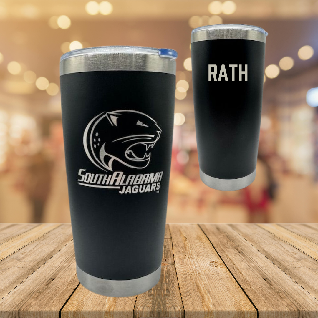 University of South Alabama Tennis Black Stainless Steel Tumbler - Ava Rath