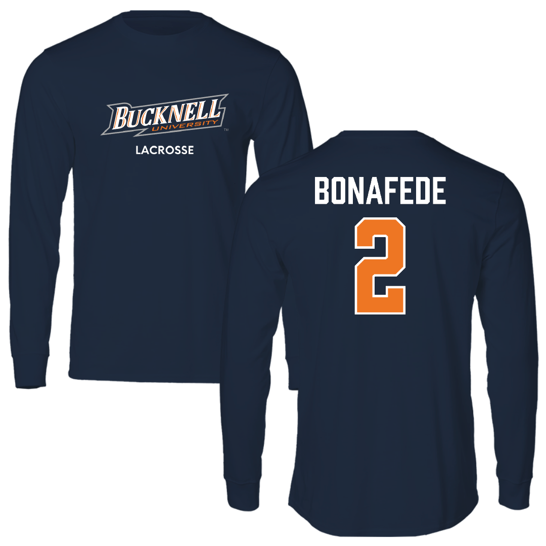 Bucknell University Lacrosse (M) Navy Performance Long Sleeve - #2 Benjamin Bonafede