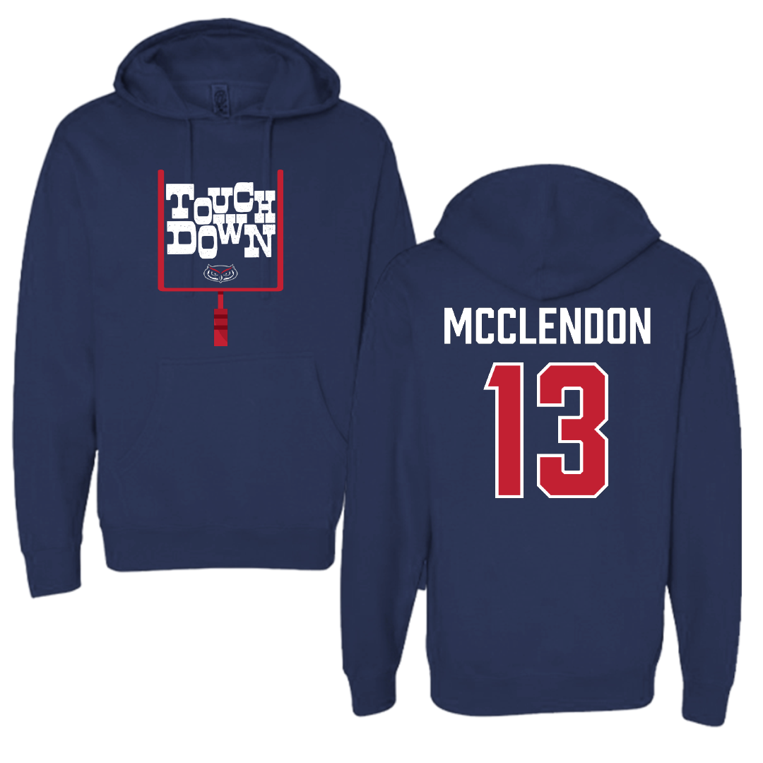 Florida Atlantic University Football Navy Touchdown Hoodie - #13 Darius McClendon