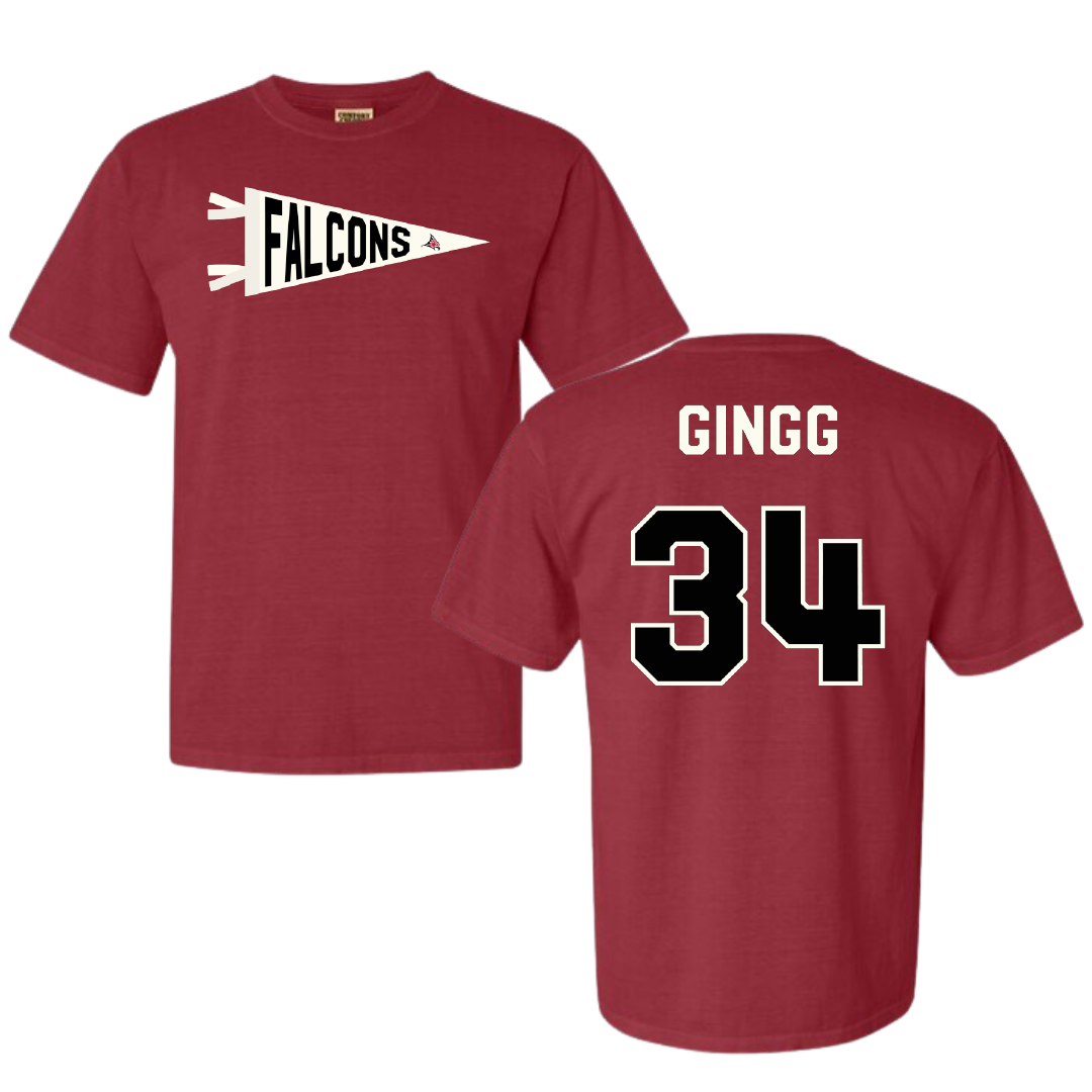 University of Wisconsin-River Falls Football Crimson Pennant Comfort Colors Tee - #34 Conrad Gingg