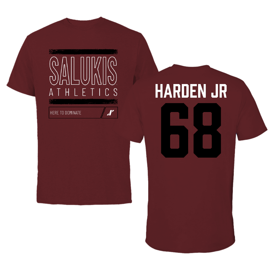 Southern Illinois University at Carbondale Football Maroon Dominate Tee - #68 Derek Harden Jr