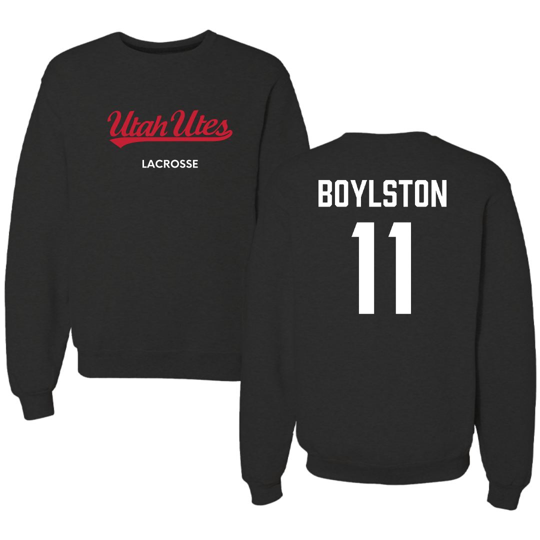 University of Utah Lacrosse (M) Black Crewneck - #11 Joey Boylston