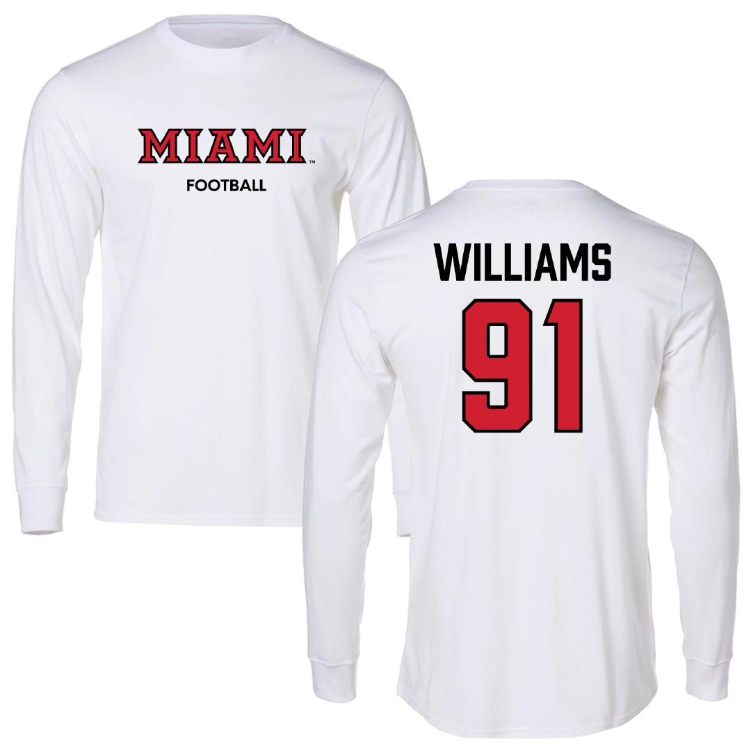 Miami University (Ohio) Football White Long Sleeve - #91 Sam Williams