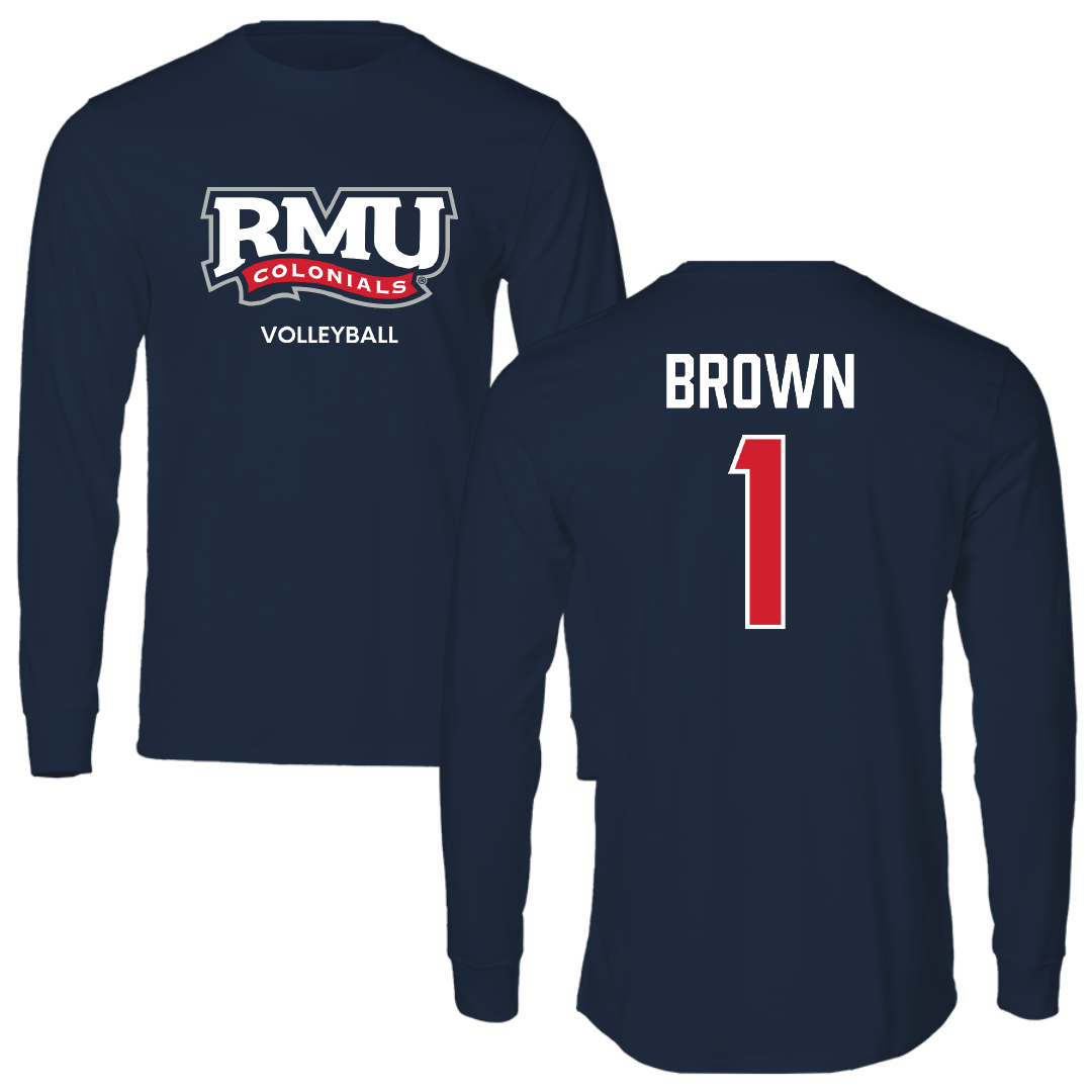 Robert Morris University Volleyball (W) Navy RMU Performance Long Sleeve - #1 Kaitlyn Brown
