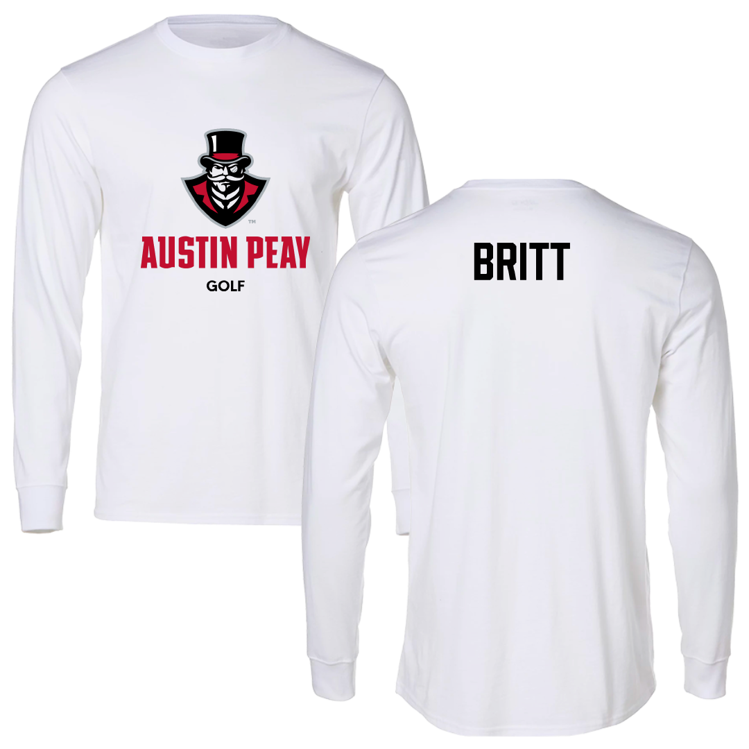 Austin Peay State University Golf (M) White Long Sleeve - Reece Britt
