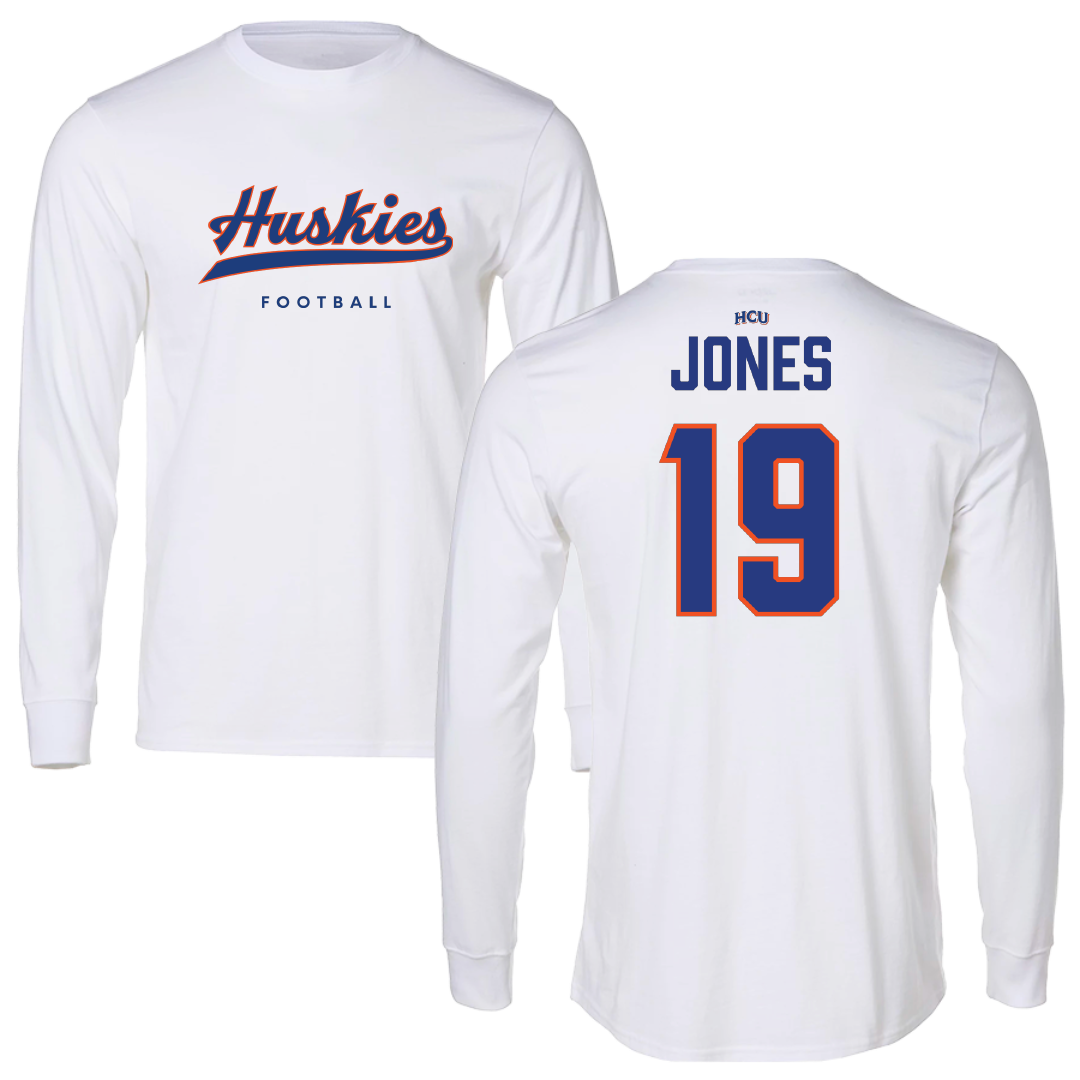 Houston Christian University Football White Long Sleeve - #19 Zion Jones