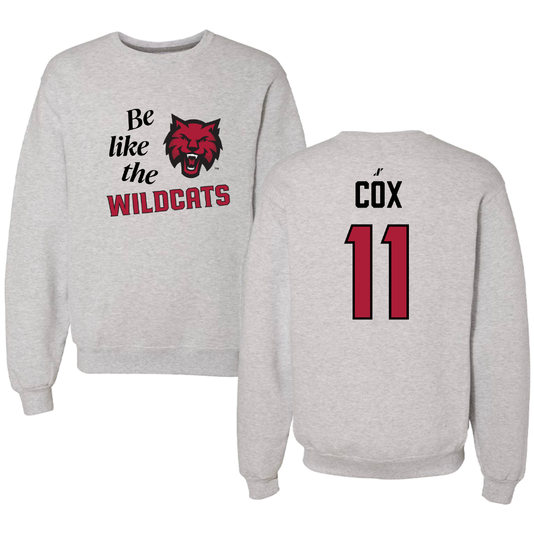 Central Washington University Volleyball Light Gray Be Like Us Crewneck - #11 Lacy Cox