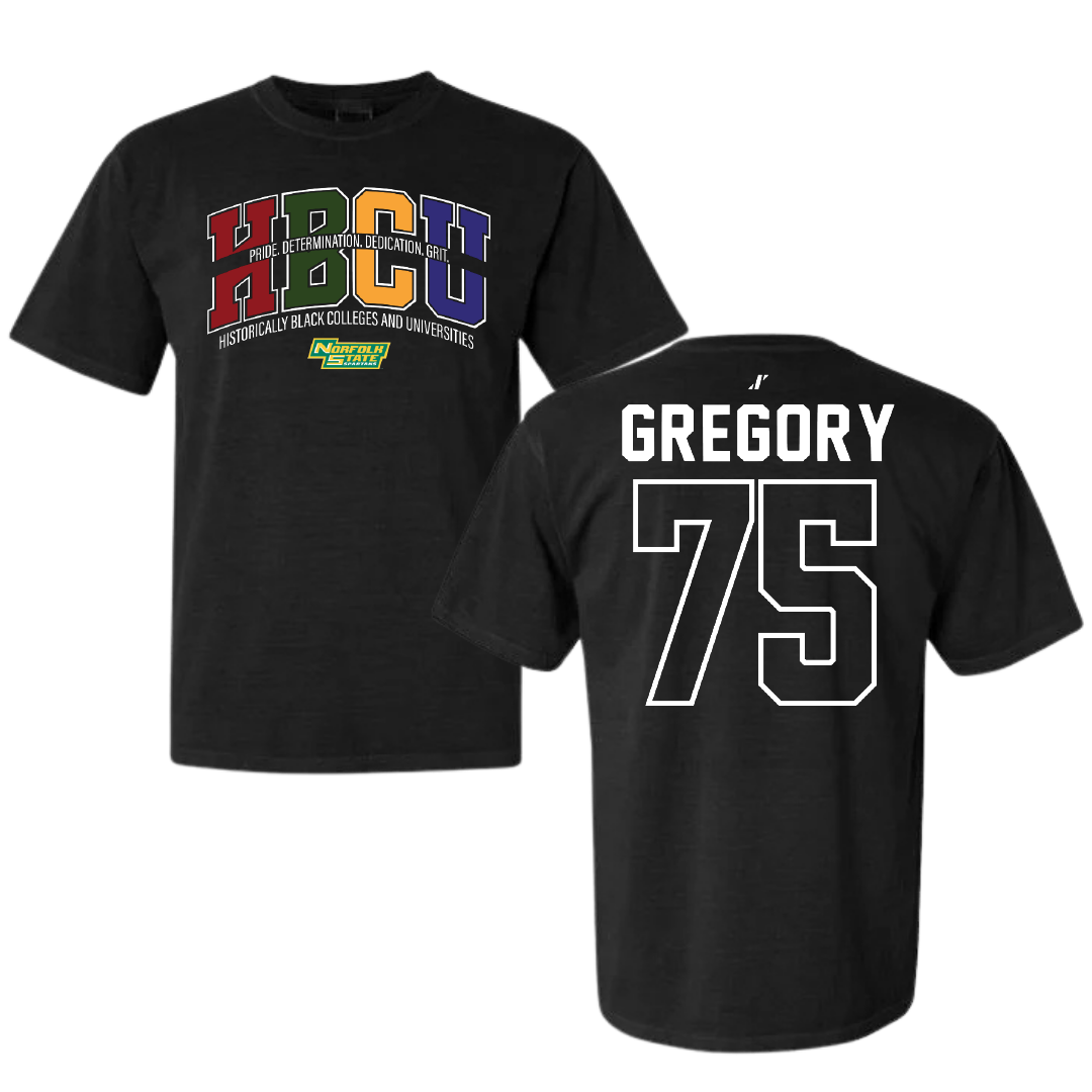 Norfolk State University Football Black HBCU Comfort Colors Tee - #75 Evan Gregory