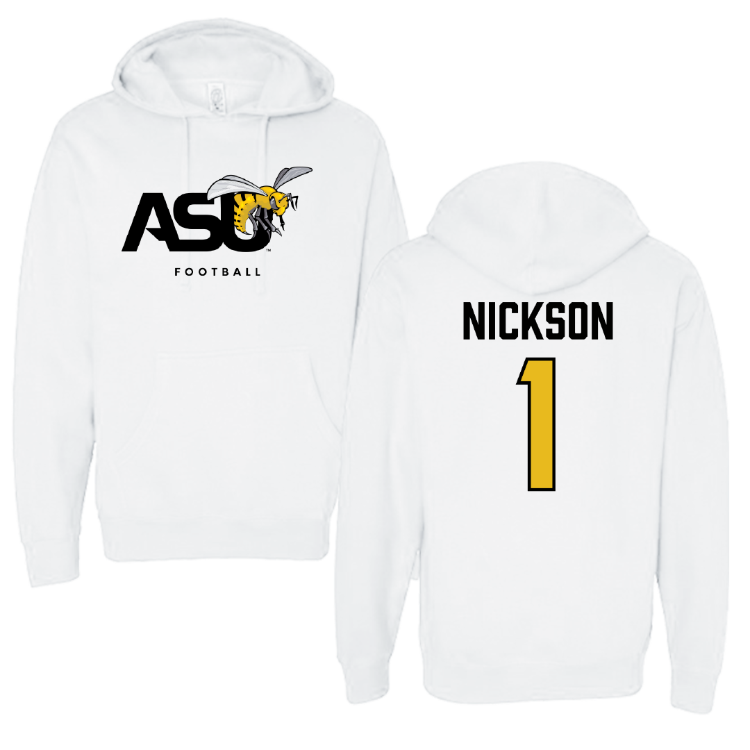 Alabama State University Football White ASU Hoodie - #1 Willie Nickson