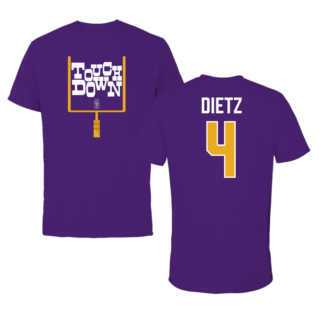 University at Albany Football Purple Touchdown Tee - #4 MarQeese Dietz