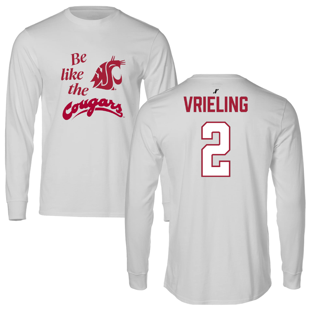 Washington State University Volleyball Light Gray Be Like Us Performance Long Sleeve - #2 Taryn Vrieling