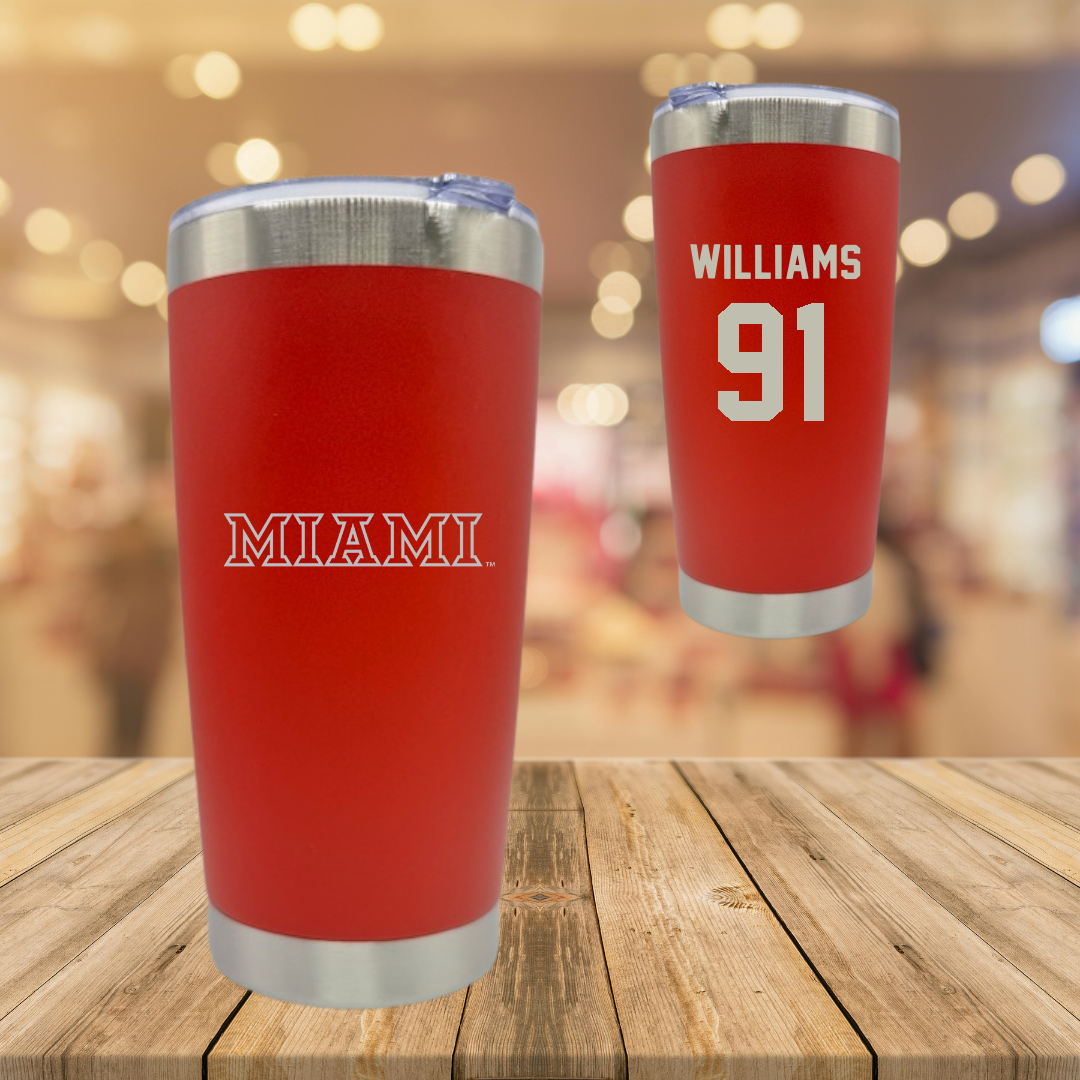 Miami University (Ohio) Football Red Stainless Steel Tumbler - #91 Sam Williams