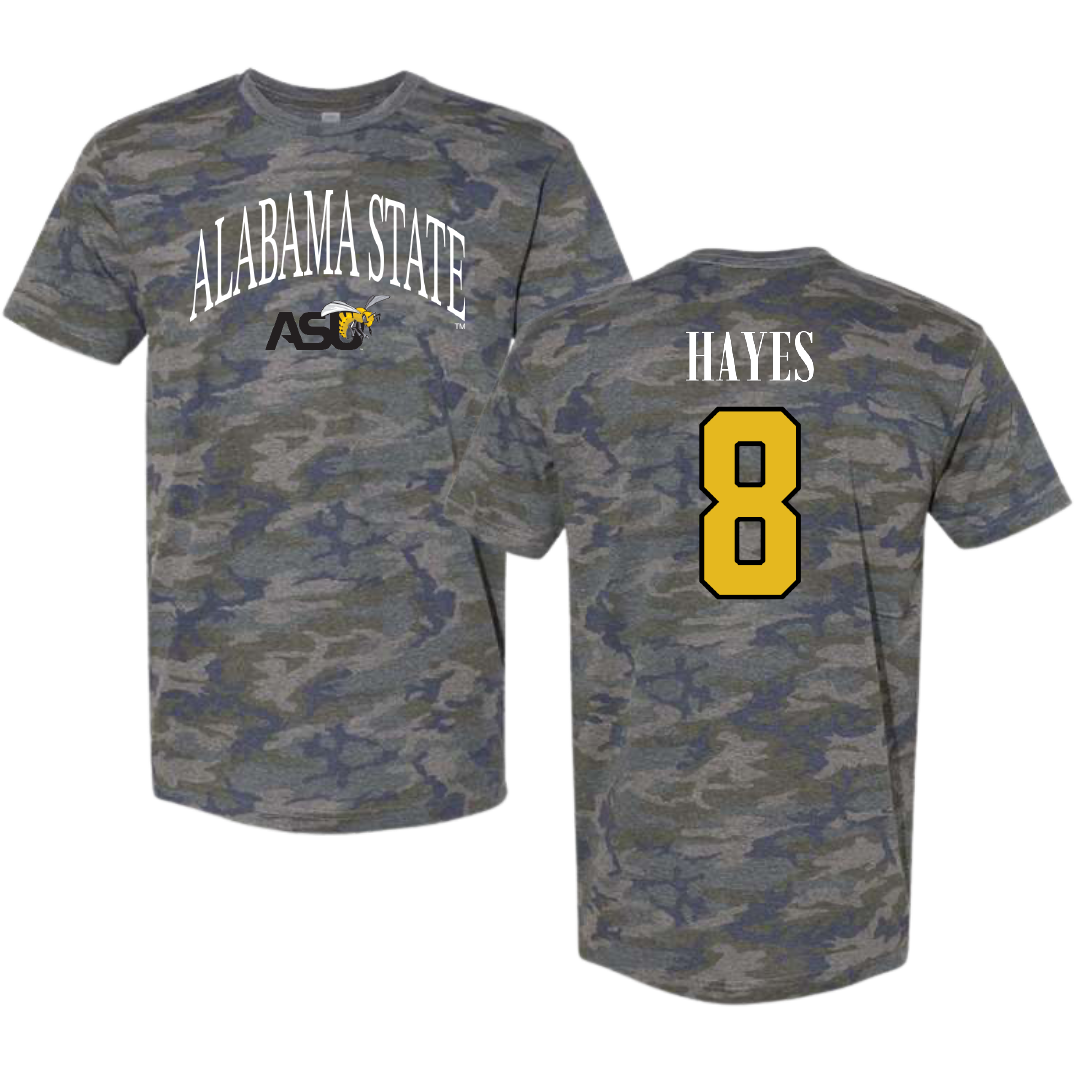 Alabama State University Football Vintage Camo Tee - #8 James Hayes