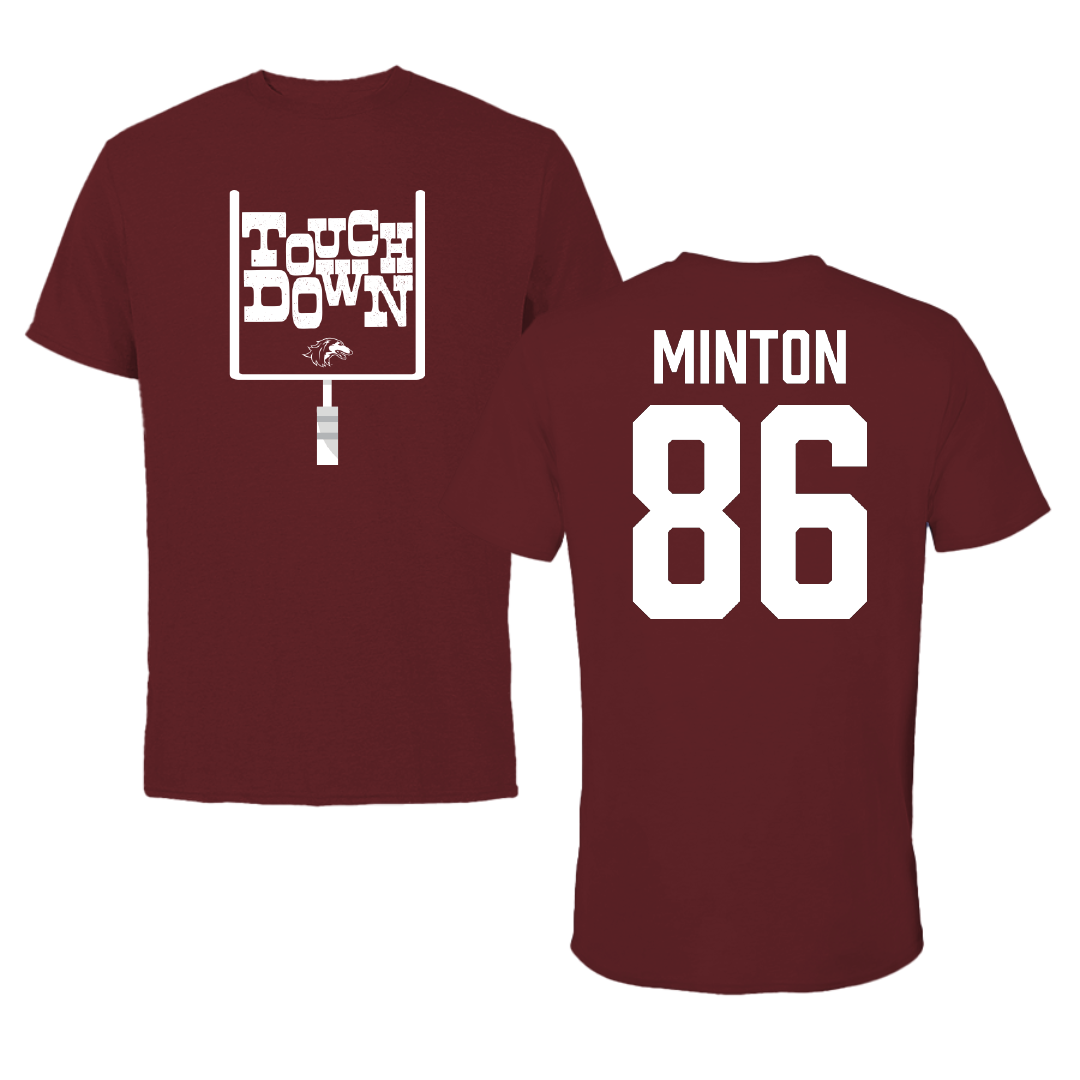 Southern Illinois University at Carbondale Football Maroon Touchdown Tee - #86 Logan Minton