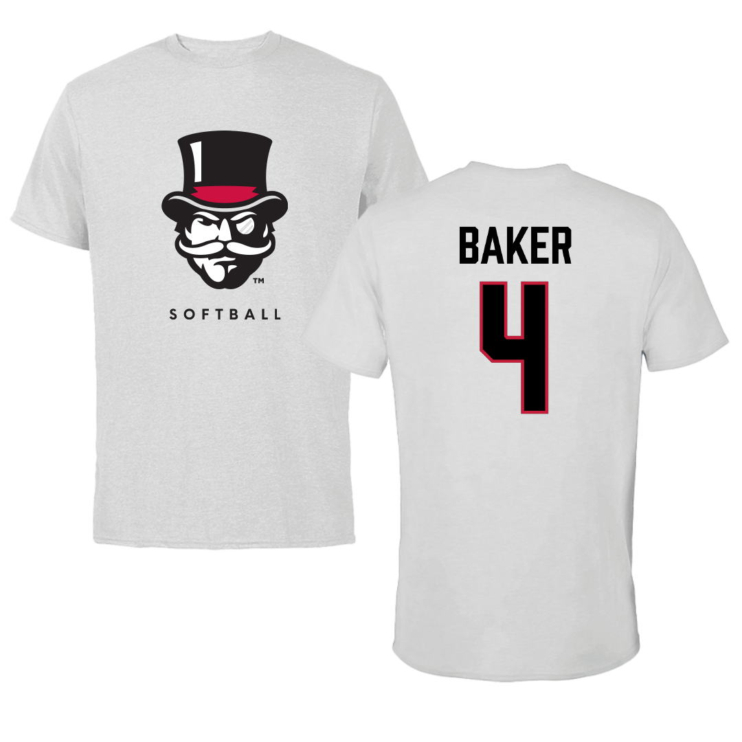 Austin Peay State University Softball Gray Mascot Tee - #4 Emilee Baker