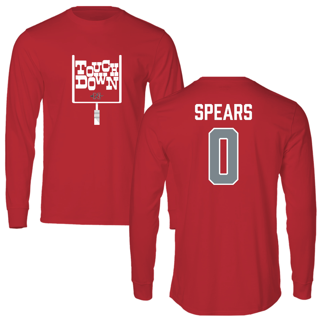 Nicholls State University Football Red Touchdown Long Sleeve - #0 Jaylon Spears