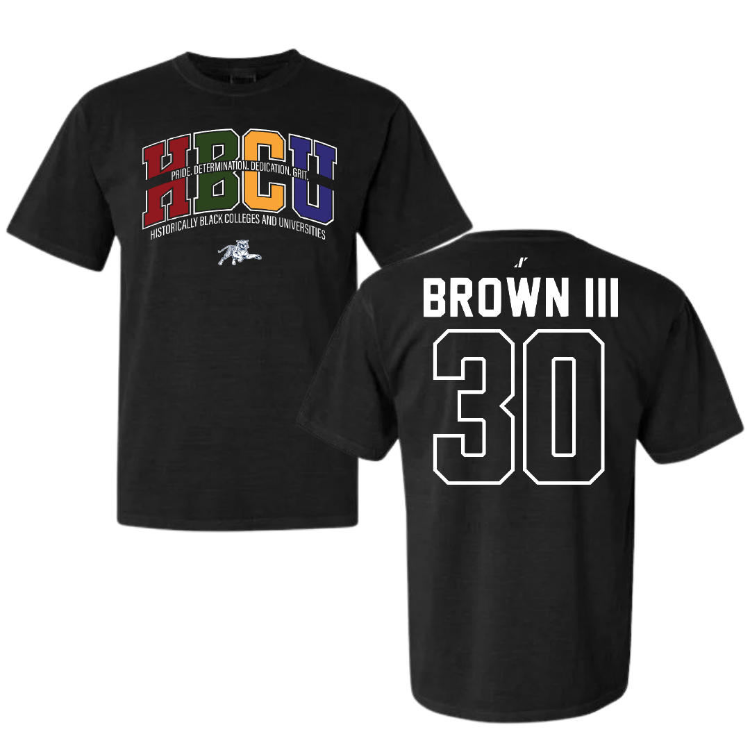 Jackson State University Football Black HBCU Comfort Colors Tee - #30 John Brown III