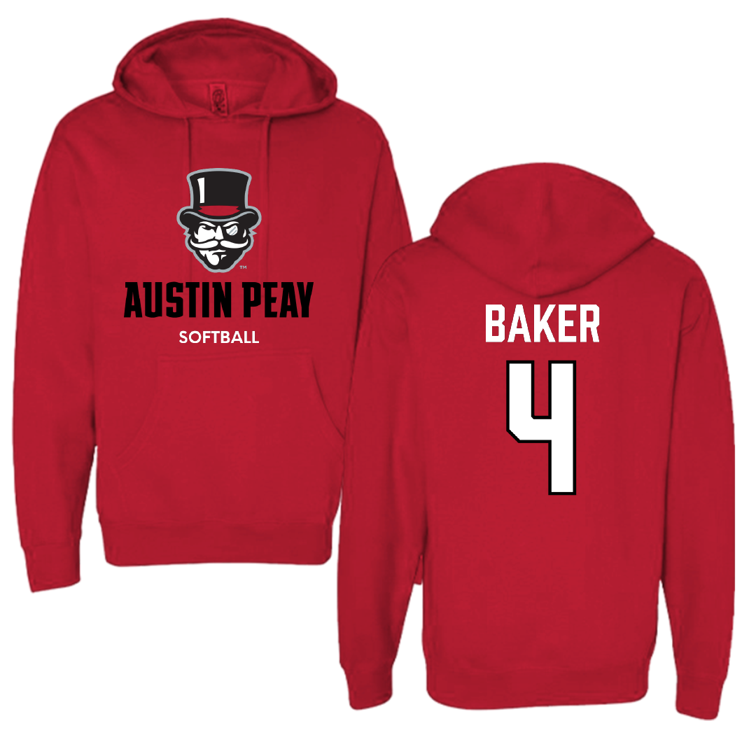 Austin Peay State University Softball Red Hoodie - #4 Emilee Baker