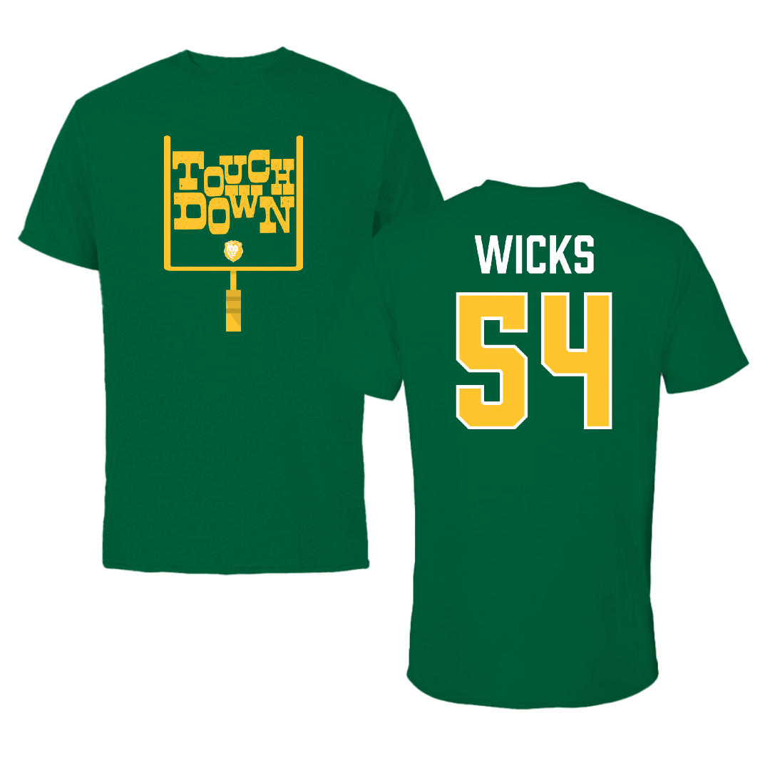 Southeastern Louisiana University Football Green Touchdown Tee - #54 Brockhim Wicks