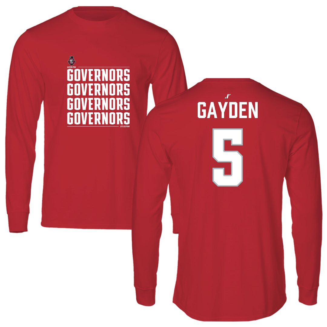 Austin Peay State University Football Red General Performance Long Sleeve - #5 Tae Gayden