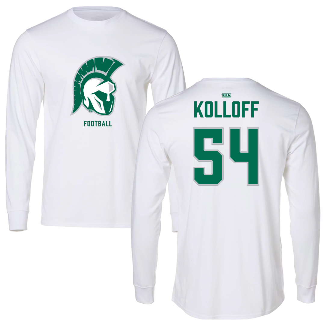 Illinois Wesleyan University Football White Long Sleeve - #54 Ethan Kolloff