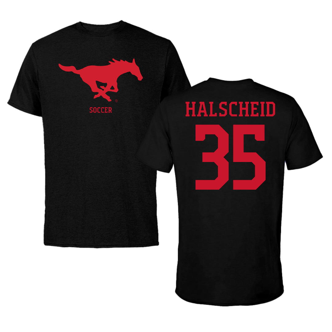 Southern Methodist University Soccer (W) Black Tee - #35 Hayden Halscheid